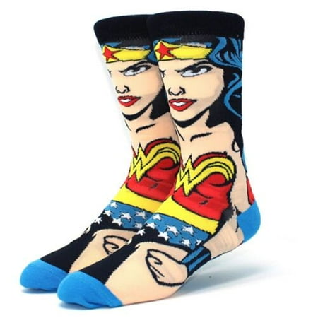 

Wonder Women Cartoon Socks Fun Novelty Mens/Womens Crew Character Socks Blue/Red