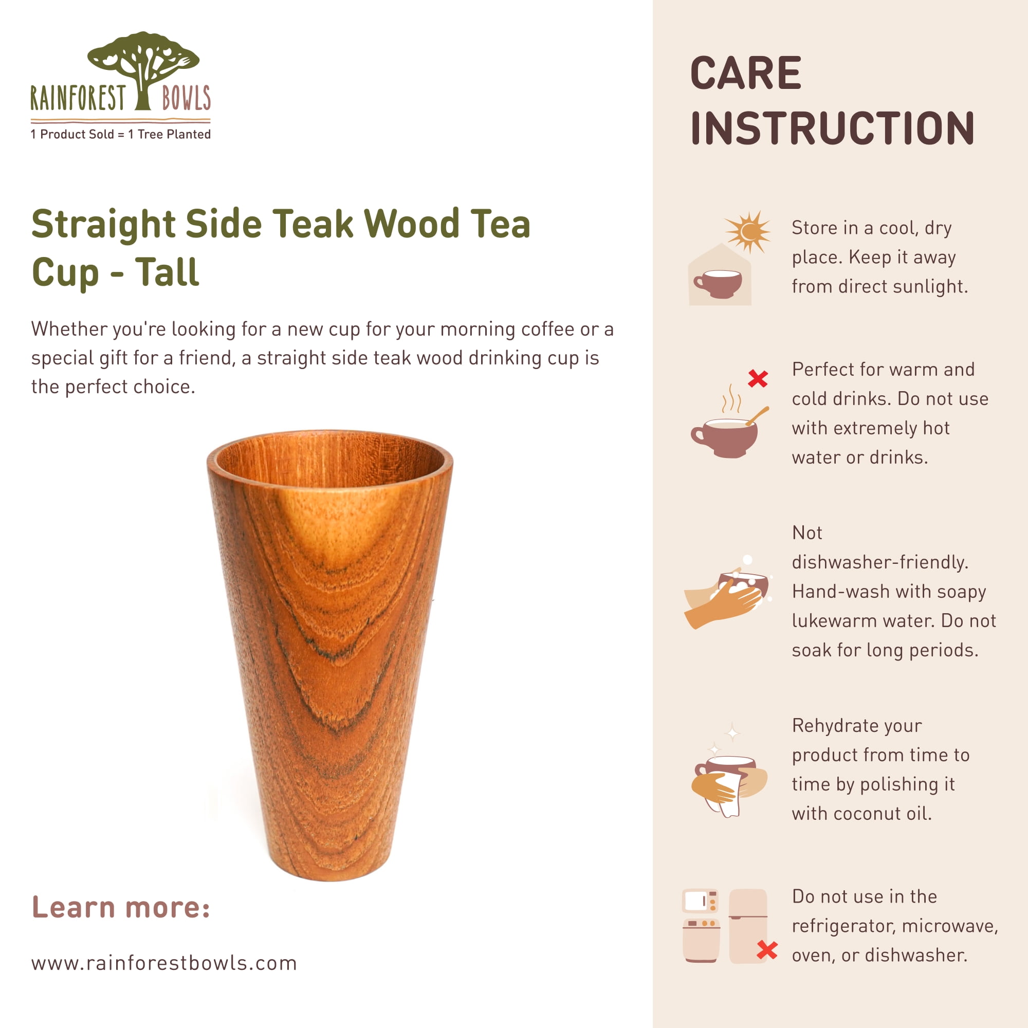 Set of 2 Teak Wood Drinking Cups