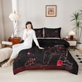 thumbnail image 4 of jejeloiu Hockey Sport Twin Comforter Sets,Kids Gamer Bedding Set,Red Black 03 For Men Women Reversible 2-Piece, 4 of 8