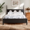 thumbnail image 2 of FitStand Queen Wood Bed Frame with Rattan Headboard and Roman Column Design, Sturdy Platform Bed with Wooden Slats Support, No Box Spring Needed, 1100 lbs Capacity, 2 of 9