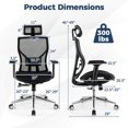 thumbnail image 3 of Costway Chaise de Bureau Ergonomique avec Appui-Tête Réglable, Dossier Inclinable, Accoudoirs 3D, 3 of 10