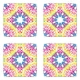 thumbnail image 1 of Ethnic Coaster Set of 4, Abstract Ombre Vivid Rainbow Colored Mandala Tie Dye Effect Flower Kids Hippie Print, Square Hardboard Gloss Coasters, Standard Size, Multicolor, by Ambesonne, 1 of 2