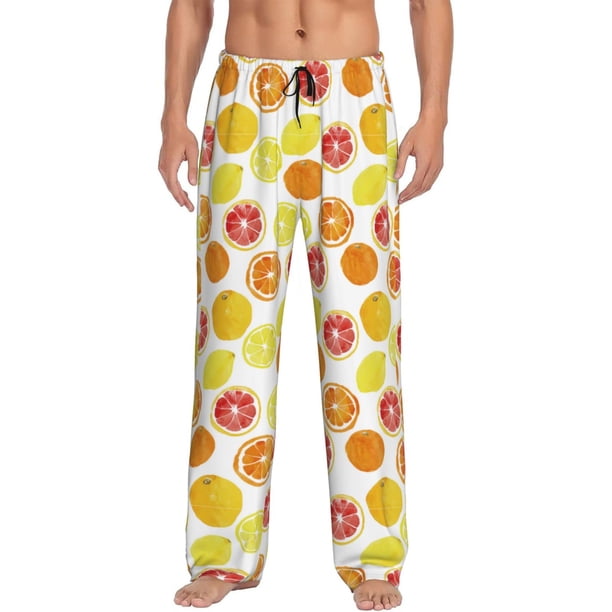 Balery Lemon Orange Pantalones de pijama para hombre, pijama ultraligero, pantalón de descanso-3X-Large