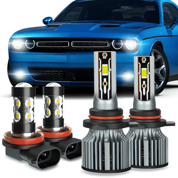 For Dodge Challenger 2015-2020 High/Low Beam Fog Light LED Headlight Bulbs 6500K White 4pcs