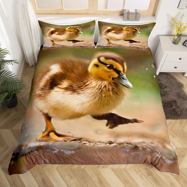 Pato Impreso Funda Nórdica Queen para Niños Niñas Lindo Pato Patrón Ropa de Cama
