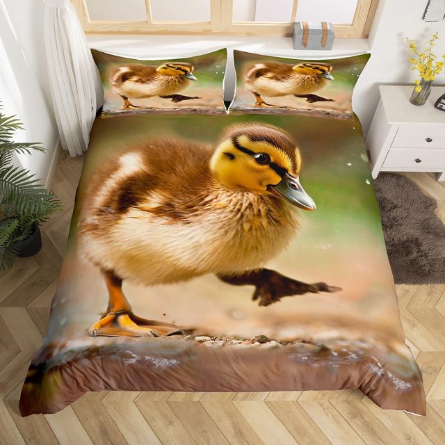 Pato Impreso Funda Nórdica Queen para Niños Niñas Lindo Pato Patrón Ropa de Cama