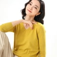 thumbnail image 3 of Maydear Women's V Neck Long Sleeve Sweater Pullover Knit, Stretch Fitted Knitted Bottoming Shirt, 3 of 5