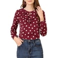 thumbnail image 1 of Allegra K Blouse à Manches Longues à Col à Volants pour Femmes P Bourgogne, 1 of 6