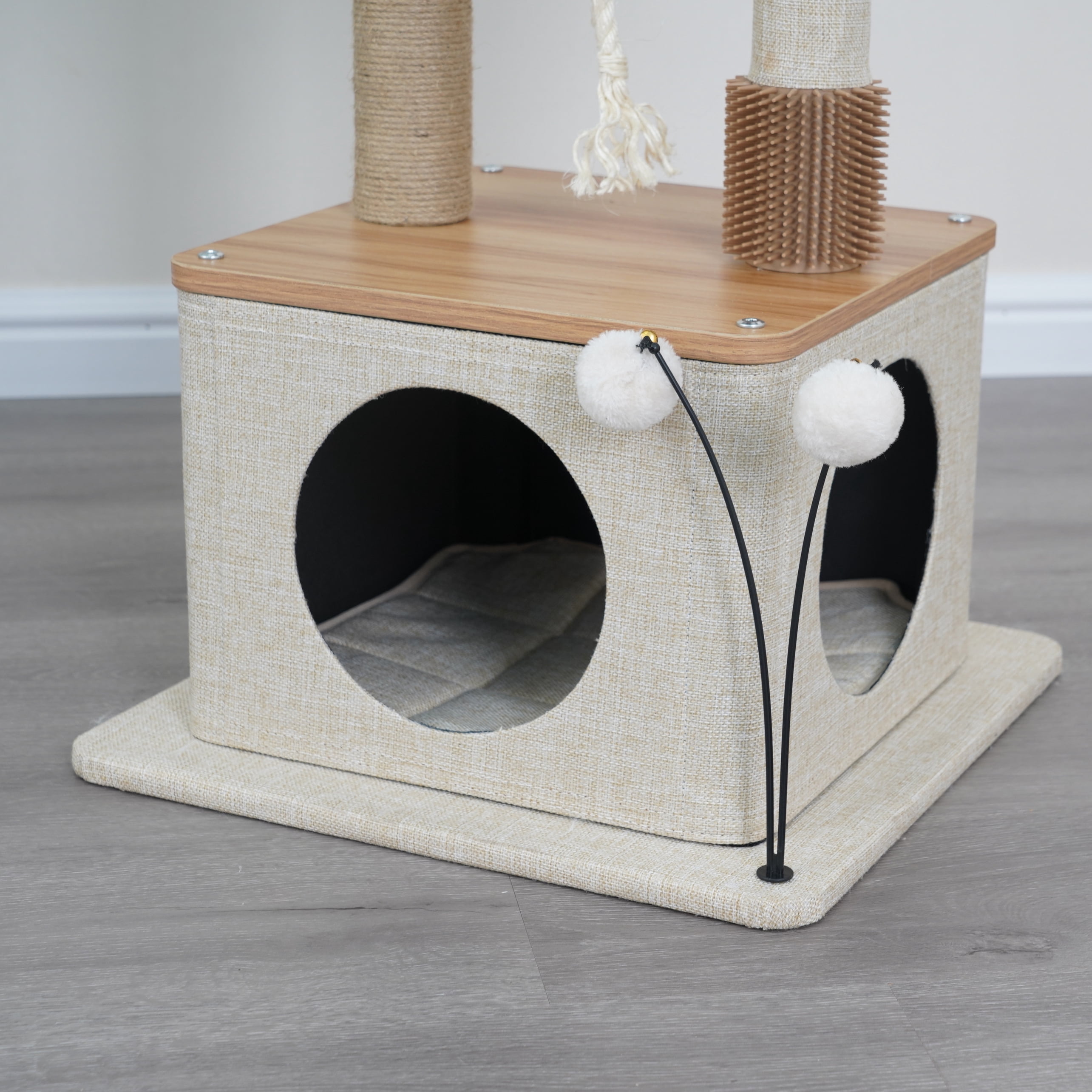 Vibrant Life 4-Level 46" Multi-Functional Cat Tree with Condo, Perch & Sisal Post, Beige