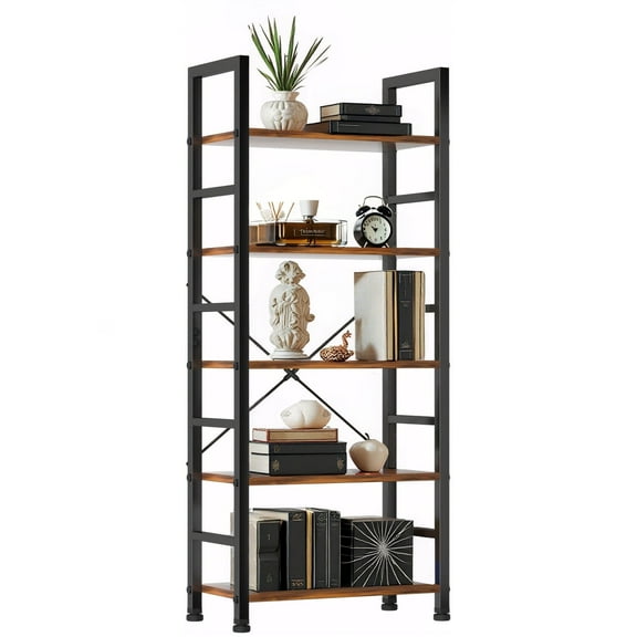 Bookshelf with Storage, 5-Tier Modern Book Case Wood, Open Storage Organizer for Home, Office, Living Room, Bedroom