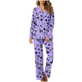 thumbnail image 2 of MIUOWANP Womens Big and Tall Pajama Sets Women's Valentine's Day Printed Pajama Set For Daily Home Wear With Pocket Purple XL, 2 of 5