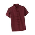 thumbnail image 5 of yuksok China Clothes Tang Shirt Short Sleeves Fashionable Wear Uniform Kung Fu Clothing Red, 5 of 9