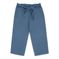 thumbnail image 3 of Atogsazn Kids Girls Linen Capris Childrens Casual Drawstring Wide Leg Cropped Pants Palazzo Boho Pant with Pockets Navy 13-14 Years Fashion, 3 of 8