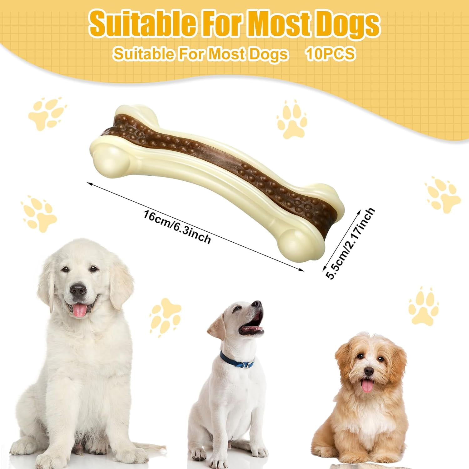 10 Pcs Dog Chew Toys for Aggressive Chewers Nylon Beef Flavor Dog Bones Tough Puppy Teething Toys Puppy Chew Bones for Large/Medium/Small Breed Dogs Puppies
