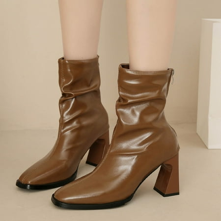 

YOUSNH Women s Autumn and Winter British Fashion Platform Ankle Boots Outdoor Warm Shoes Women Boots Khaki 8.5