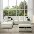 thumbnail image 2 of Wzlam Sectional Sofa Modern L Shaped 6 Seat with Storage Ottoman Couch Set, Faux Leather Sofa, White, Right Chaise, 2 of 7