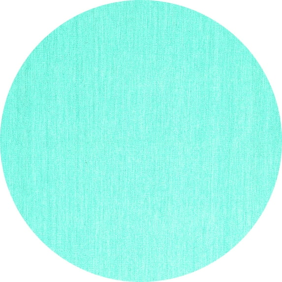 Ahgly Company Machine Washable Indoor Round Solid Turquoise Blue Modern Area Rugs, 6' Round