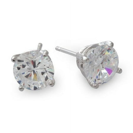 Brilliance Fine Jewelry Round CZ 10kt White Gold Stud Earrings, 8mm