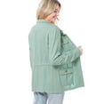thumbnail image 3 of MixMatchy Women's Color Tencel Zip Up Snap Button Safari Military Anorak Utility Jacket with Pockets, 3 of 7
