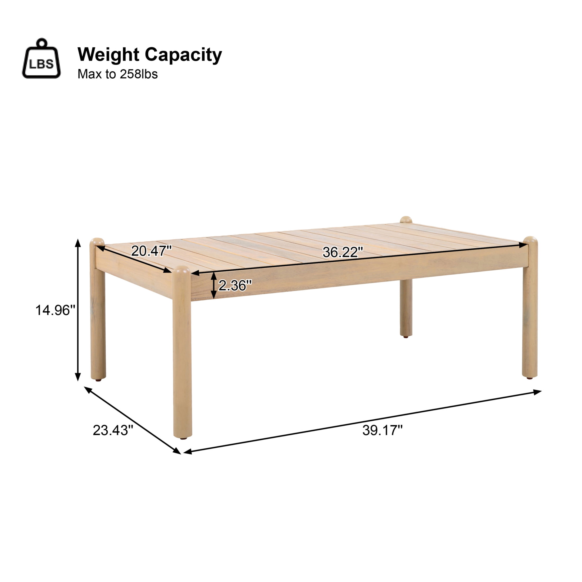Christopher Knight Home 39" Contemporary Outdoor Acacia Wood Slatted Coffee Table, Light Teak