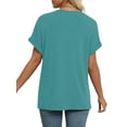 thumbnail image 5 of SHIBEVER Womens Tops Summer Short Sleeve Shirts for Women V Neck T Shirts for Women Light Blue Casual Tunic Tops for Women Loose Fit XXL, 5 of 7