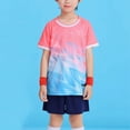 thumbnail image 2 of Lovzfmll Geometric Print Training Set, Short Sleeve Round Neck Top & Shorts for Boys & Girls, Athletic Outfits for Kids 9-10 Years, 2 of 6