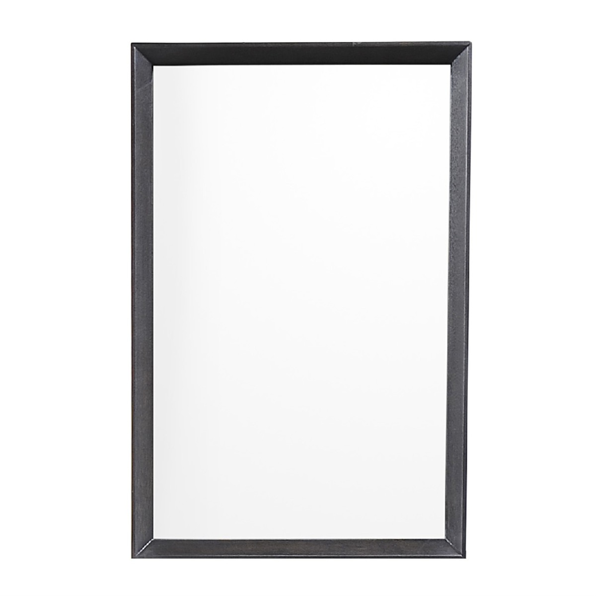 Rectangular Wooden Frame Dresser Top Mirror, Antique Black and Silver