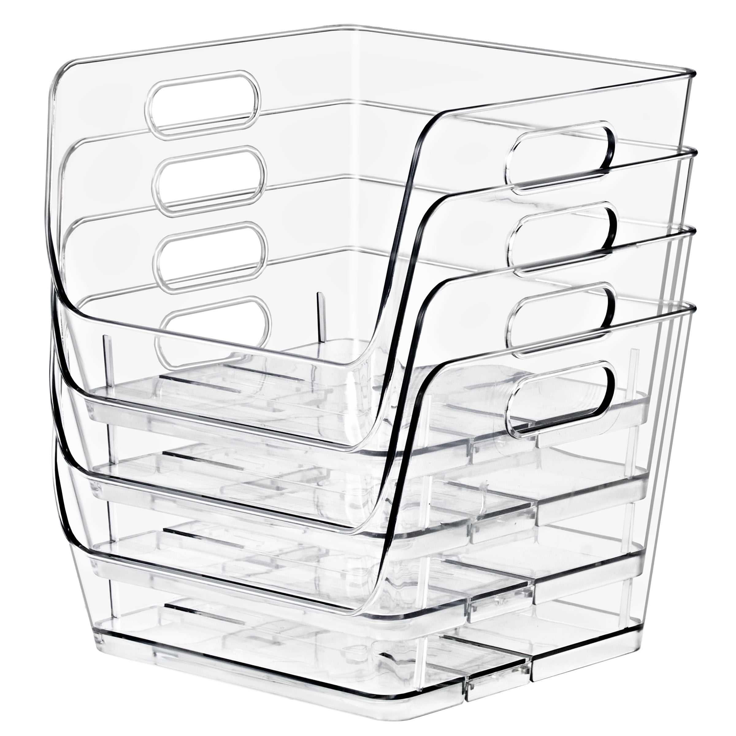 Sorbus Clear Stackable Square Storage Bins, Medium Open-Front Acrylic Pantry Organizers, 4 Pack