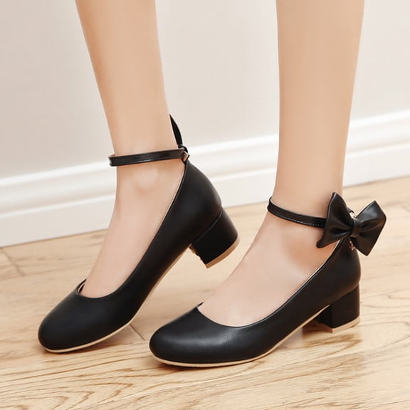 ELAYARD Women's Dressy Buckle Strap Shoes, Black, Comfortable and Stylish 1 Pair