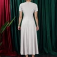 thumbnail image 4 of Evdexr Long Maxi Dresses for Women Plus Size Solid Color Dress Short Sleeve Crew Neck Dresses Light Gray 5XL, 4 of 4