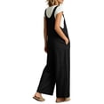 thumbnail image 5 of Drses‌‌ Women's Lightweight Cotton Linen Jumpsuit Romper Overalls, Adjustable Strap Baggy Wide Leg One Piece Outfit with Back Zipper Pockets, 5 of 7