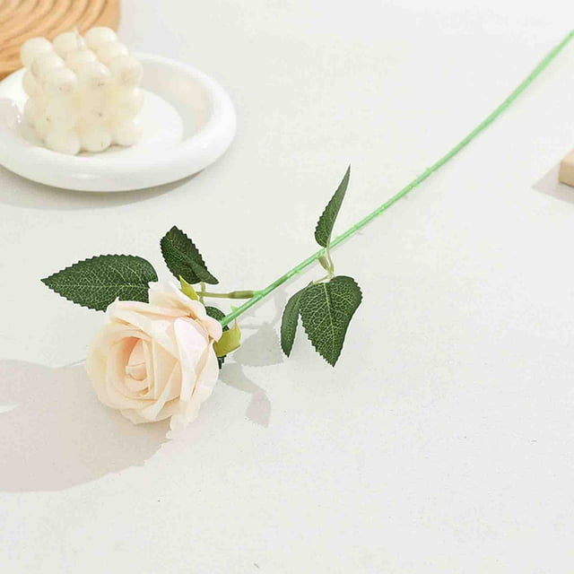 BAOPAI Bouquet de Roses Artificielles Réalistes pour Décorations de Mariage Maison Ensemble de 5 Pcs avec Pétales Réalistes et Tiges Robustes