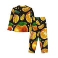thumbnail image 2 of Bingfone Womens Pajama Sets Tangerine Print,Long Sleeve Loungewear Pajamas Set-Small, 2 of 9