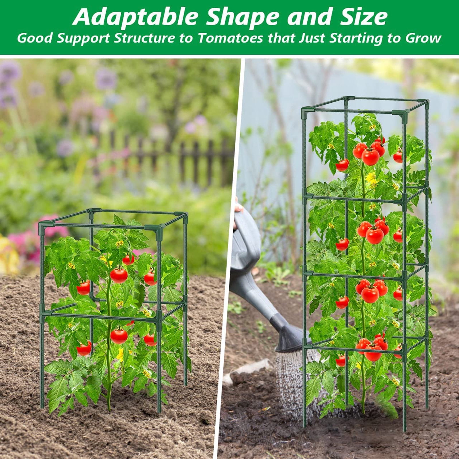 Homerr Tomato Cage Vegetable Trellis Tomato Cage Height Adjustable Easy to Assemble Vertical Climbing Plants Vegetable Trellis Flowers Plant Support Tomato