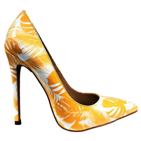 yellow slip on heels