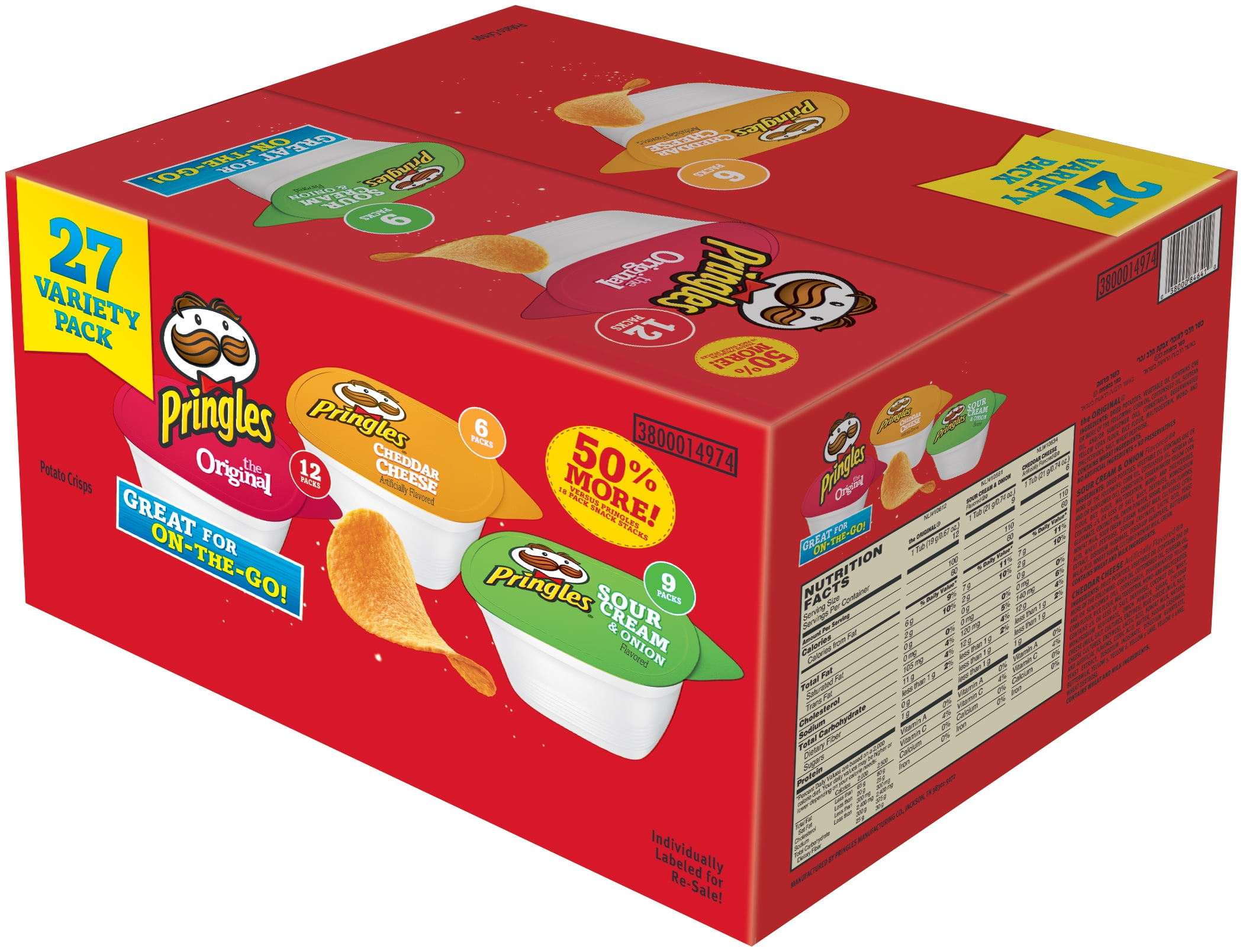 Pringles Snack Stacks 3-Flavor 27ct Variety Pack (Org, Sco, Chz) Chips ...
