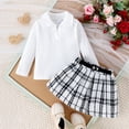 thumbnail image 5 of JAJAHO Toddler And Kids Girls Skirts Set Fall Outfit Long Sleeve Ribbed Top And Plaid Skirt 2 Piece Sets 1-5Y, 5 of 9