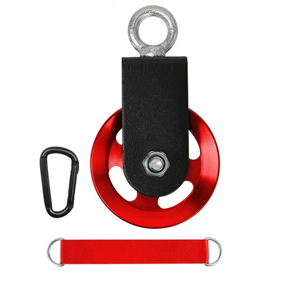 Aluminium Pulley 90mm, Rope Pulley Fitness with U Retaining Bracket,Block Pulley for Stelropes,DIY Gym Fitness Equipment,1 * Bird Pulley Set,Red