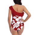 thumbnail image 3 of Hawaiian Pattern-Red One Piece Swimsuit Women Ruffle Monokini Shoulder Swimsuit Bathing Suit Swim Wear Red Hawaiian Blue, 3 of 4