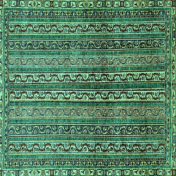 Ahgly Company Indoor Square Abstract Turquoise Blue Modern Area Rugs, 5' Square