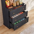 thumbnail image 7 of Farmhouse Kitchen Pantry Cabinet with Microwave Shelf and 3 Drawers, Black, 7 of 7