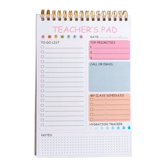 7829 Professional Teacher Daily Planner Twin Coil Binding Memo Pad with 52 Sheets
