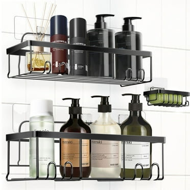 ELICH Shower Caddy Shelf Organizer, 3 Pack No Drilling Adhesive Wall Mounted Bathroom Soap Holder
