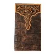 Ariat Croc Print Brown Leather Wallet A3552802