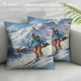 thumbnail image 3 of Shangniulu Decorative Throw Pillow Covers Winter Skiing Skier Sofa Pillows for Farmhouse Decor Room Bedroom Sofa Chair Car Hidden Zipper, 3 of 5