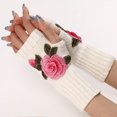 thumbnail image 5 of Guantes sin dedos de invierno guantes de medio dedo guantes florales manga tejida guantes cálidos de medio dedo abierto, 5 of 5