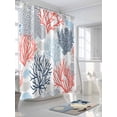 thumbnail image 3 of Fsddascl Blue Coral Shower Curtain Set - Long 72" x 84" Washable Bathtub Curtain with 12 Hooks, Summer Watercolor Ocean Botanical Textured Waterproof Fabric Stall Shower Curtains for Bathroom, 3 of 6
