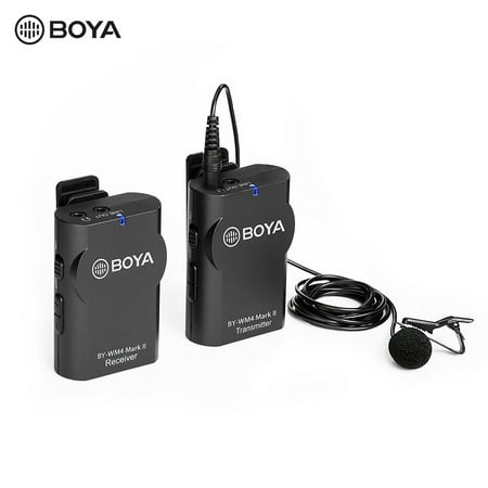 BOYA BY-WM4 Mark II Portable 2.4G Wireless Microphone System(Transmitter + Receiver) with Hard Case for DSLR Camera Camcorder Smartphone PC Tablet Sound Audio Recording