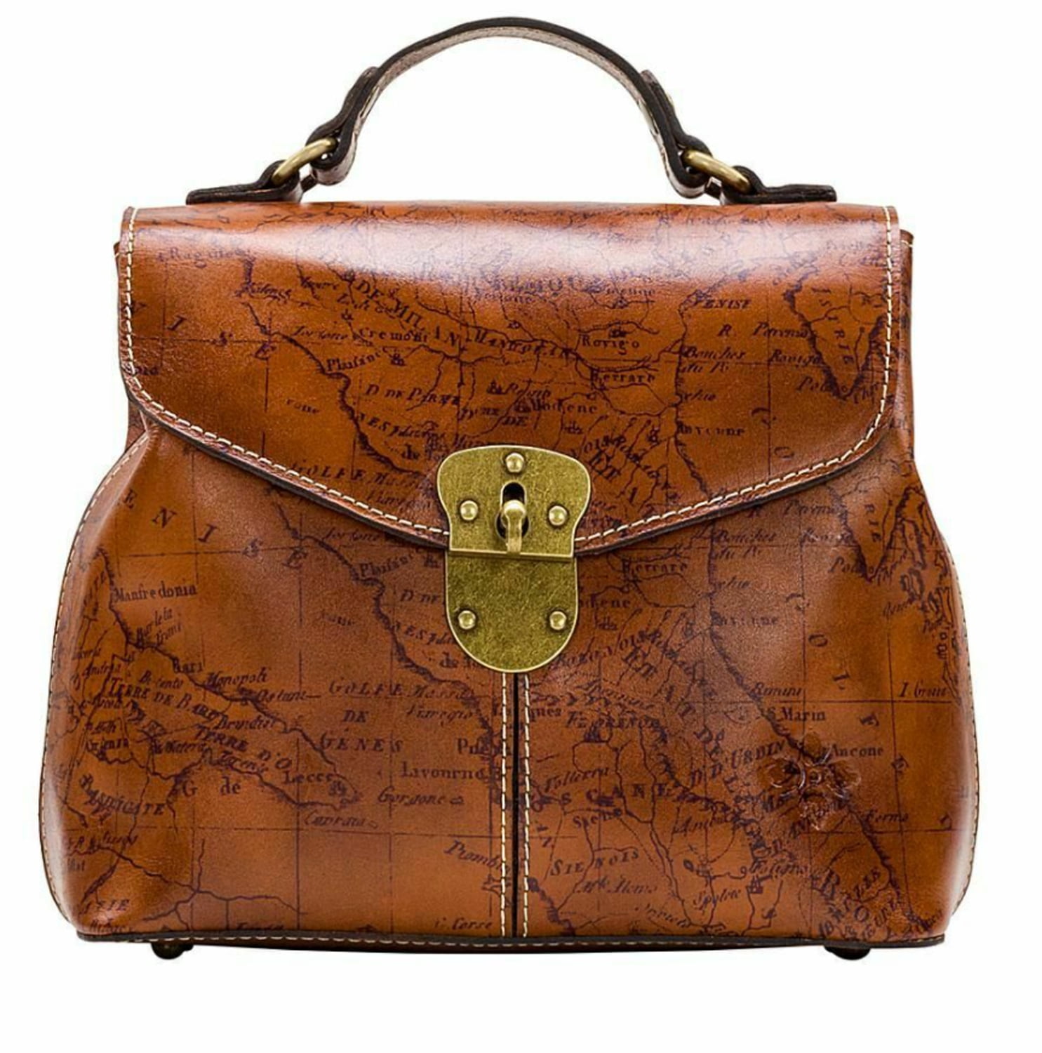 Patricia Nash Sinclair Leather Convertible Backpack(Map Print) Rio Rust