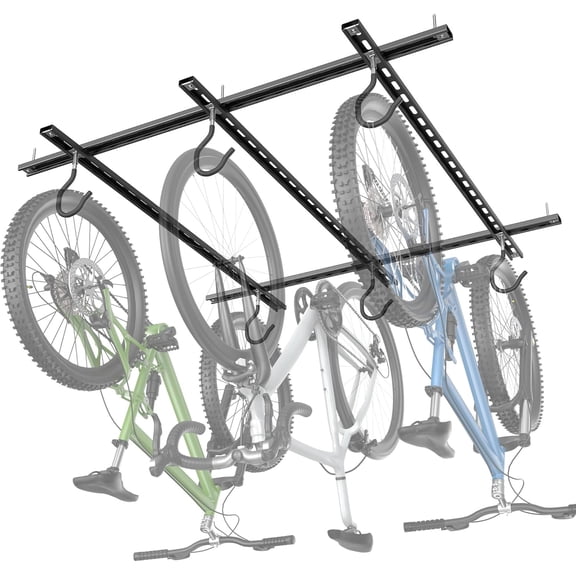 Garage Ceiling Bike Rack, Adjustable Overhead Bicycle Storage System – Stores 3 Bikes Horizontally or 6 Bikes Vertically, Ceiling-Mount Bike Hanger for Road & Mountain Bikes